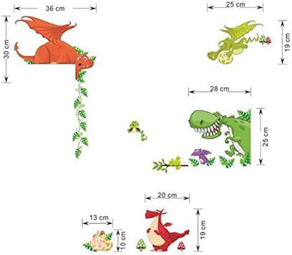 Cartoon Dinosaur World Self-Adhesive Paper Wardrobe Animal Children Room Decorative Wall Stickers-