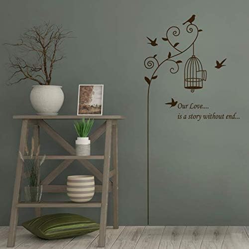 Jm8316 Tree hanging bird cage wall sticker, suitable for living room background bedroom decoration wallpaper
