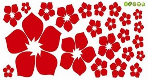 Beautiful Flowers Decals for Kid Room-Freestyle to Décor Wall Decals for Living Room-Wall Sticker Decals-Wall Stickers for Living Room Pictures-Adhesive Stickers for Furniture Home (Red)