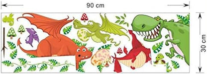 Cartoon Dinosaur World Self-Adhesive Paper Wardrobe Animal Children Room Decorative Wall Stickers-