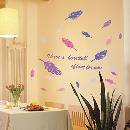 Angel Feather Decorative Wall Sticker Romantic Quotes Eternal Love Wallpaper Living Room Home Decor