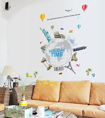 SAMHEZ AY9187 Arround The World Wall Sticker [60 x 90 cm]