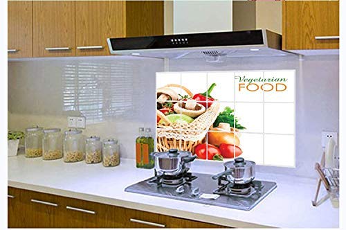 JAAMSO ROYALS Multicolor Vegetable Design Vinyl Self Adhesive Oil Proof Heat-Resistant Waterproof Kitchen Decor Wall Sticker (75 cm X 45 cm)