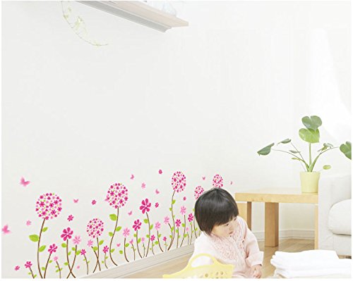 Oren Empower Charming Pink Flower Large Wall Stickers (Finished Size on Wall - 150(w) x 50(h) cm)