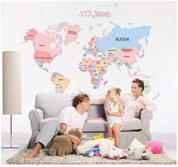 Background Colorful English Words World Map Vinyl Wall Stickers Abc 1055