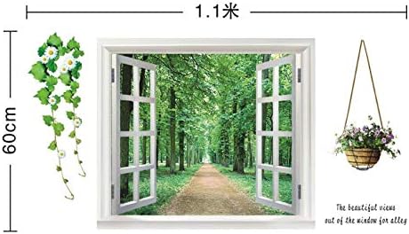 False Window Scenery 3d Wall Sticker Home Decor Green Forest Wall Decal For Living Room Wallpaper