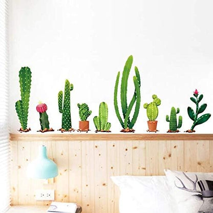 Wall Stickers 2pcs Fresh Cactus Green Plant Decal