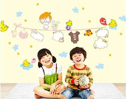 Ay7115 Clothes Hanger Birds Sticker DIY Removable Cartoon Art Vinyl Home Wall Stickers