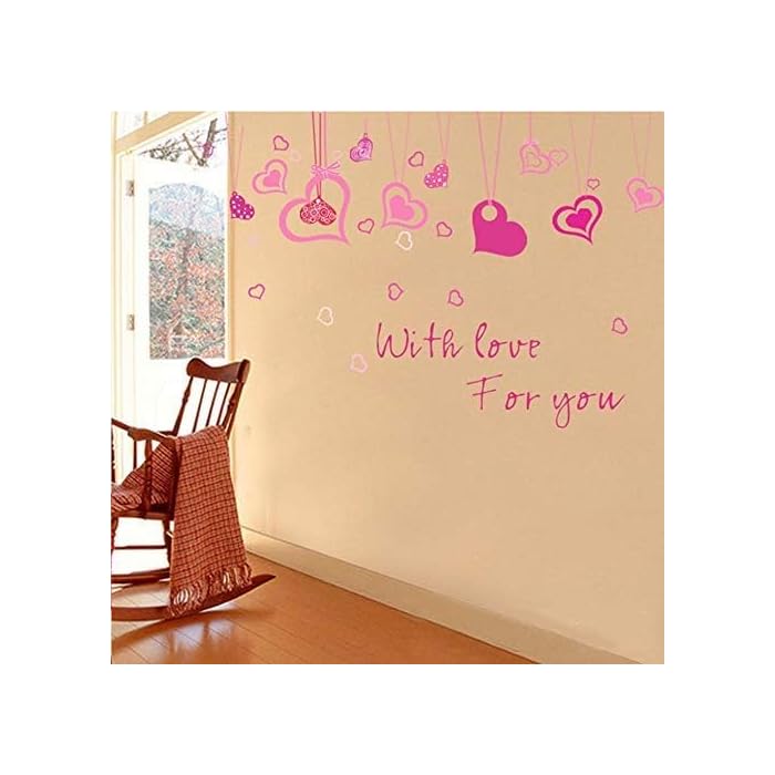 Red Love Hollow Heart Skirting Lines Wall StickerAy7202