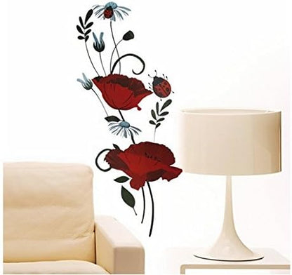 LD2035 Poppies Wall Sticker Decals Home Decoration Stylish Modern Flowers Living Room Bedroom Decoration Kitchen