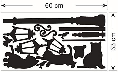 Generic PVC Cat Print Home Living Room Self Adhesive Wall Sticker 70 x 50cm Black White