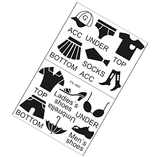 Srkin Clothing Label Sticker | Removable Wardrobe Wall Clothing Classification Decor, Creative Life Label Vinyl Sticker for Adults, Female, Male, Children, Bedroom Ay1101 Size 50x35cm