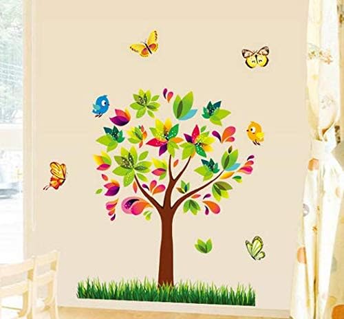 Mj9007 Wall Sticker Colorful Butterfly Tree Bird PVC Wallpaper Art Home Decal for Kid's Room