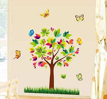 Mj9007 Wall Sticker Colorful Butterfly Tree Bird PVC Wallpaper Art Home Decal for Kid's Room