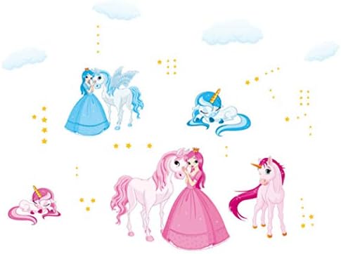 Cartoon Princess and Unicorn Wall Decals NC5070
