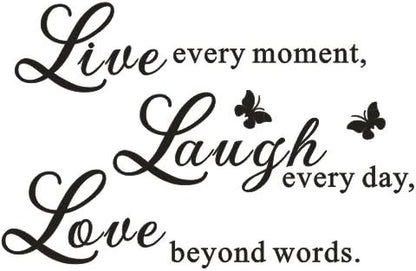 Live Love Laugh - Wall Sticker Art Mural Quote Lettering Living Room Decal (Brown, X Large)