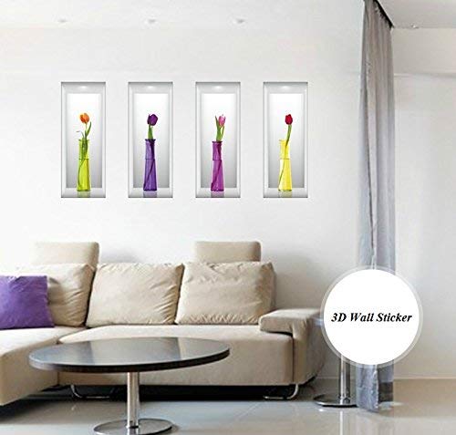 3D Flower Vase' Wall Sticker