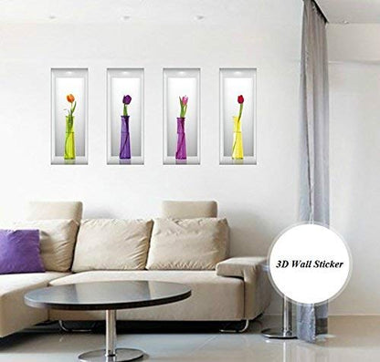 3D Flower Vase' Wall Sticker