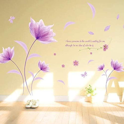 decorative wall Purple Flowers In The Wind Wall Decoration DIY Wall Sticker Muurstickers Home Decor Bedroom Background Decoration Stickers ee
