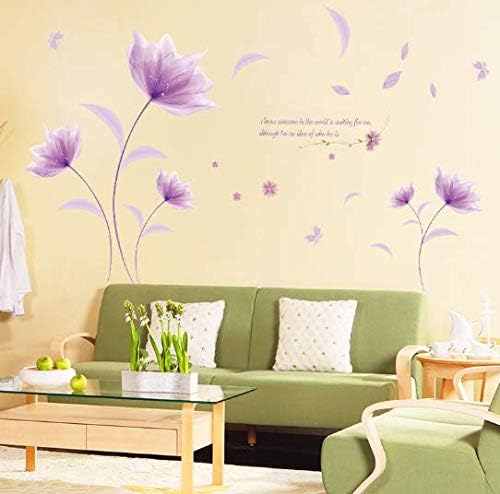 decorative wall Purple Flowers In The Wind Wall Decoration DIY Wall Sticker Muurstickers Home Decor Bedroom Background Decoration Stickers ee