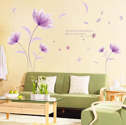 decorative wall Purple Flowers In The Wind Wall Decoration DIY Wall Sticker Muurstickers Home Decor Bedroom Background Decoration Stickers ee