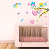 Tree Bird Cartoon Removable Tree Heart Wall Sticker Cozy Romantic Bedroom Living Room Kitchen Bathroom Removable Wall Sticker 50X70CM