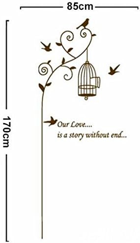 Jm8316 Tree hanging bird cage wall sticker, suitable for living room background bedroom decoration wallpaper