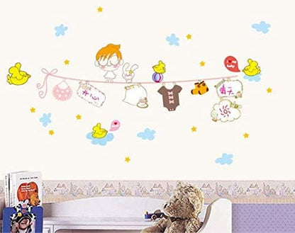 Ay7115 Clothes Hanger Birds Sticker DIY Removable Cartoon Art Vinyl Home Wall Stickers