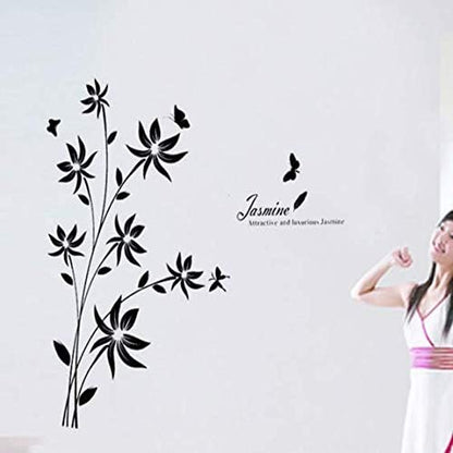 Art Black Butterflies and Hanging Vines Wall Sticker Jm8343