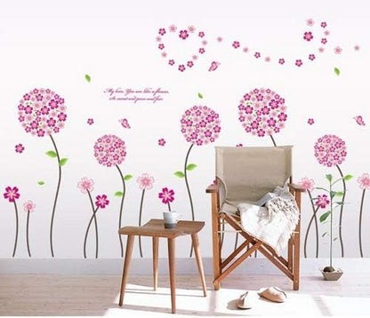 Oren Empower Charming Pink Flower Large Wall Stickers (Finished Size on Wall - 150(w) x 50(h) cm)
