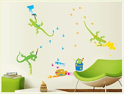 Gecko Painting Drawing Peel and Stick Removable Vinyl Wall Stickers Ay7031