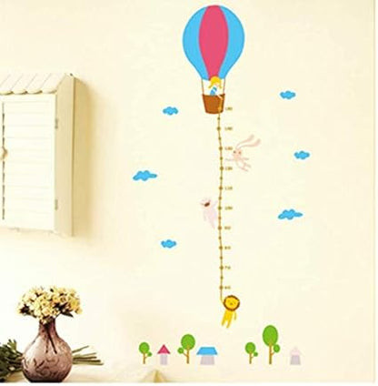 Jm8264 Wall Sticker Cartoon hot air balloon Height Ruler Wall Art Sticker Wall paper Blue