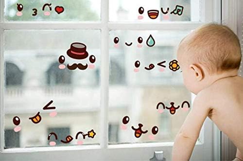 Cartoon Cute Smiley Face Expression Wall Sticker Mural PVC Removable Laptop Refrigerator Decals Waterproof