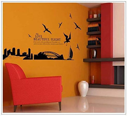 Ay 1912 City Silhouette Wall Stickers For Living Room Bedroom Study Room Home Decor - Beautiful Flight Of Sydney