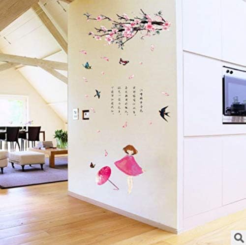 Sk7157 Peach Blossom Girl Wall Sticker