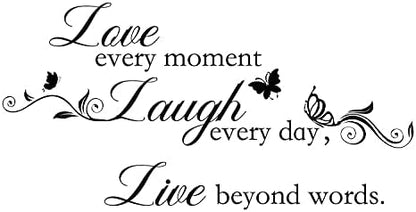 Live Love Laugh - Wall Sticker Art Mural Quote Lettering Living Room Decal (Brown, X Large)