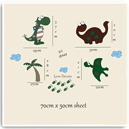 Walplus 50x70 cm Wall Stickers Large Cute Dinosaur Mural Vinyl Home Decoration DIY Décor Wallpaper Children Kids Room Gift, Multi-ColourAy7008 size45x60