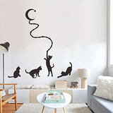 Kids Wall Decals,Wall Decor Stickers For Living Room,Four Cats And Moon Background Wall Stickers Hand-Painted Wall Stickers Removable Self-Adhesive  nc4kit- 32x57 w5