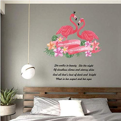 Sk7167 Nordic style wall stickers green leaf lovebird couple flamingo home decoration stickers girls room sweet love sayings home