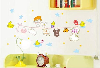 Ay7115 Clothes Hanger Birds Sticker DIY Removable Cartoon Art Vinyl Home Wall Stickers