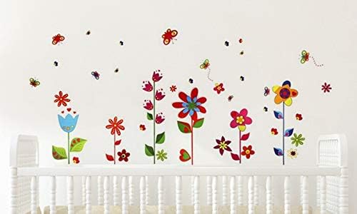 Colored Flowers Butterflies Premium Wall Stickers XY8040