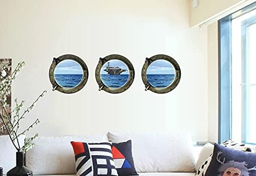Aircraft Carrier Window View Murals Wall Decals Removable Wall Stickers Arts Wallpaper