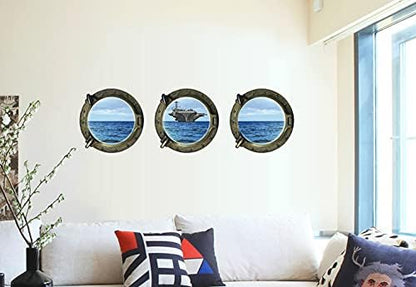 Aircraft Carrier Window View Murals Wall Decals Removable Wall Stickers Arts Wallpaper
