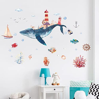 Wall stickers underwater world whale bedroom living room wall stickers HM92020
