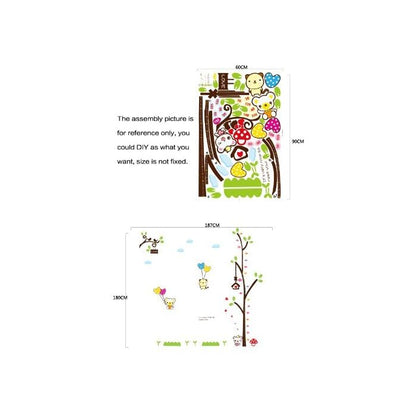 New Design Cute Tree Height Chart Measurement with Bears and Cloud DIY Wall Decal for Nursery Room Wall Sticker