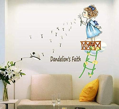 Children's interior wall sticker Girl with dandelion AY7196