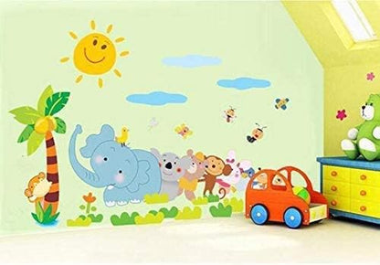 Baby monkey elephant wall decal for kids AY7261