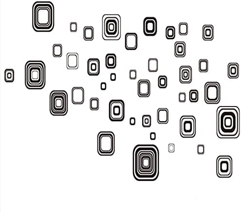 Jm8336 Wall Decal White/Black Squares Vinyl Wall Decals Stickers Peel and Stick Graphic Mural Square Boxes Kit Appliques