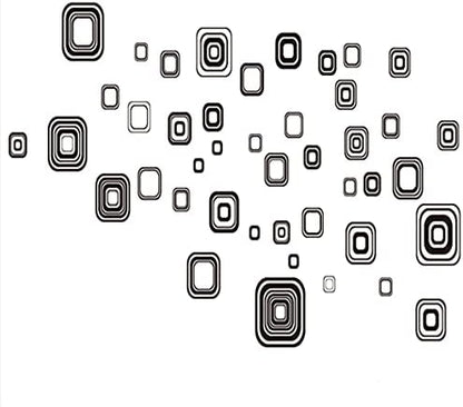 Jm8336 Wall Decal White/Black Squares Vinyl Wall Decals Stickers Peel and Stick Graphic Mural Square Boxes Kit Appliques