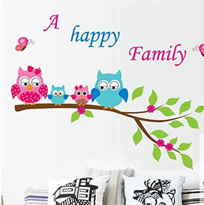 Home Decoration Kid's Room Decal Cartoon Cute Happy Owl Family Wall Sticker Ays6013